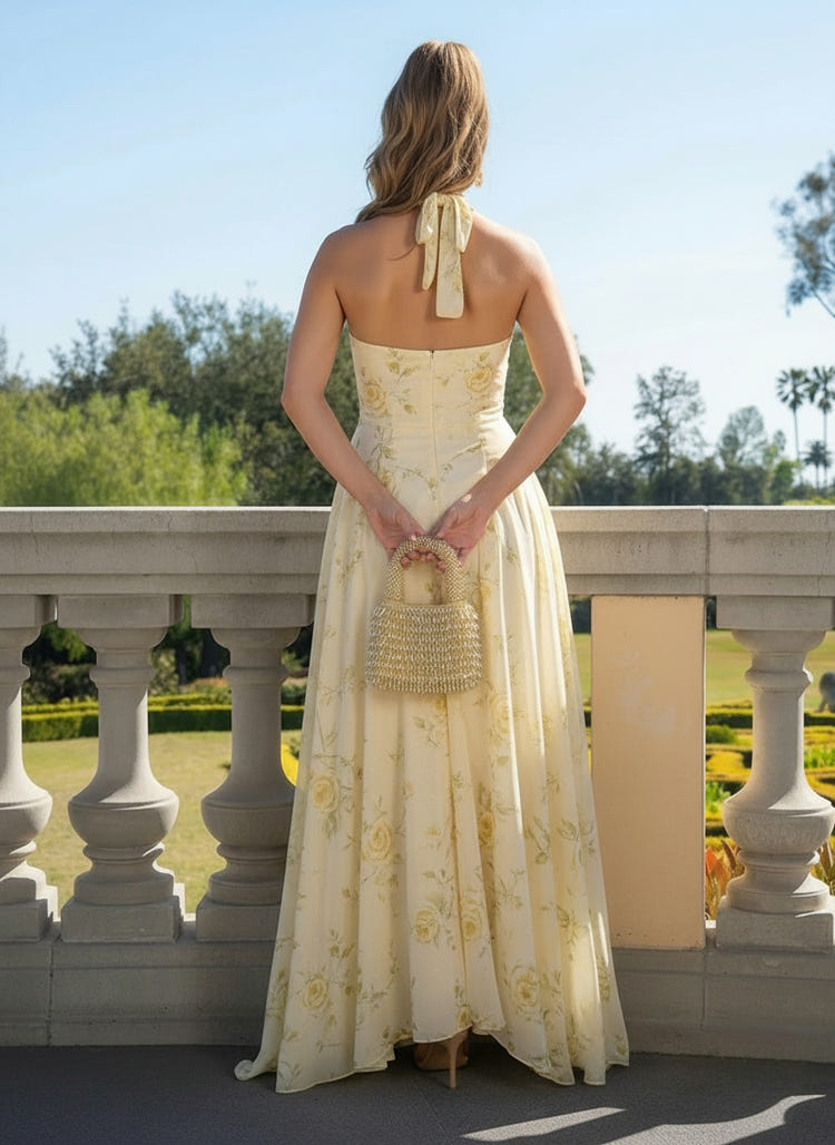 Chiffon A-Line Halter Hi Lo Bridesmaid Dresses