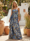 Jacquard Strapless Formal Dresses with Ruffles