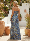Jacquard Strapless Formal Dresses with Ruffles