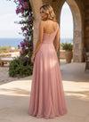 Shimmering Tulle One Shoulder Formal Dresses with Ruffles