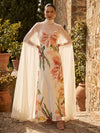 Chiffon A-Line High Neck Formal Dresses with Wraps