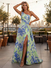 Jacquard A-Line One Shoulder Formal Dresses with Side Slit
