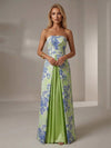 Jacquard A-Line Strapless Splicing Formal Dresses
