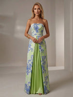Jacquard A-Line Strapless Splicing Formal Dresses