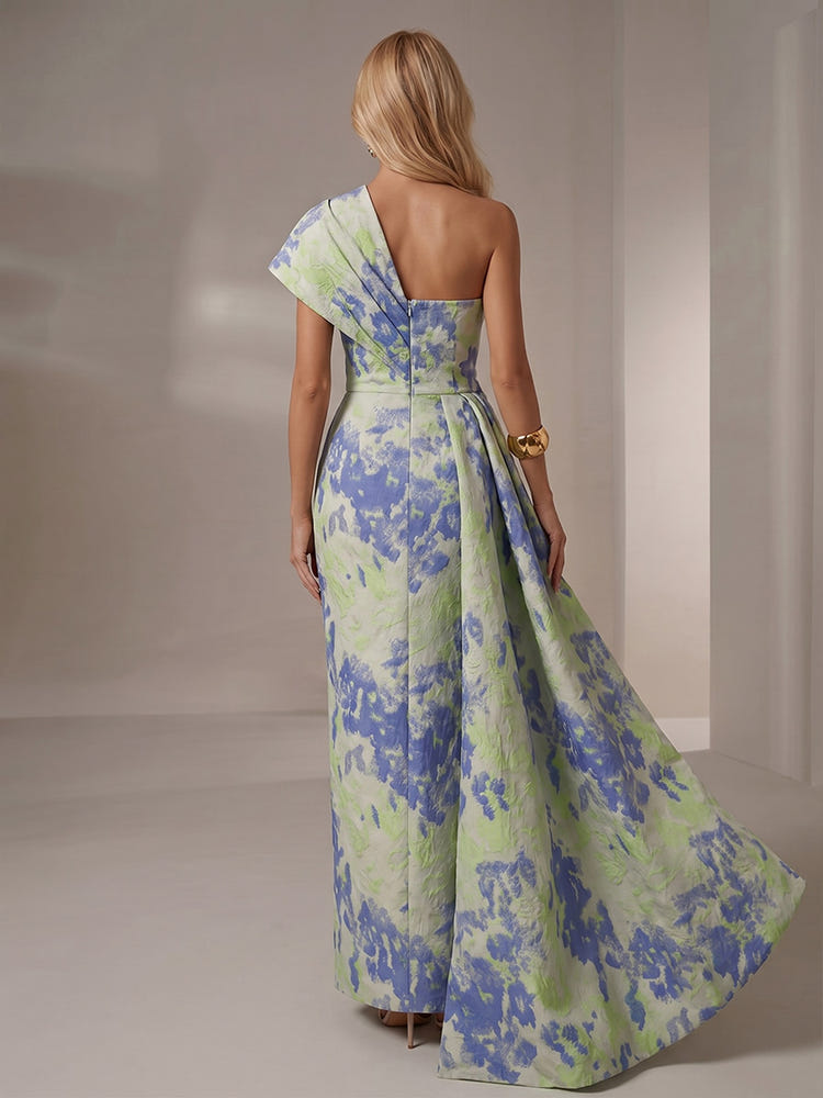 Jacquard Mermaid One Shoulder Pleated Formal Dresses