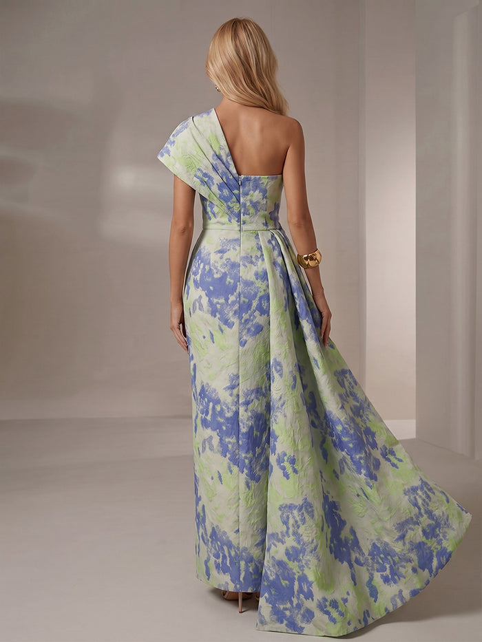 Jacquard Mermaid One Shoulder Pleated Formal Dresses