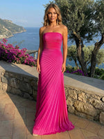 Chiffon Mermaid Strapless Delicate Pleated Formal Dresses