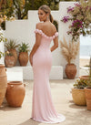 Satin A-Line Off the Shoulder Formal Dresses with 3D Flowers