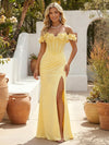 Jersey Mermaid Off the Shoulder Formal Dresses with Side Slit