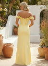 Jersey Mermaid Off the Shoulder Formal Dresses with Side Slit