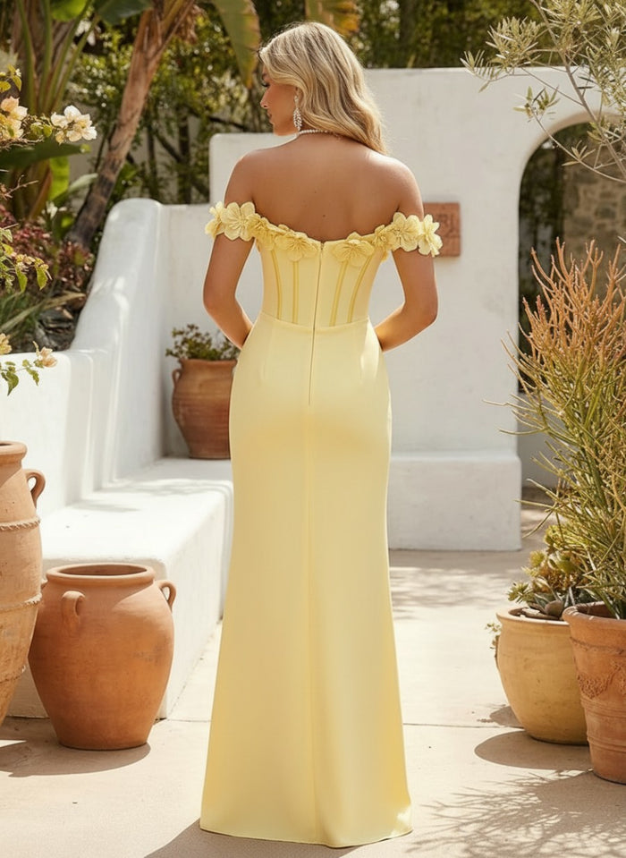 Jersey Mermaid Off the Shoulder Formal Dresses with Side Slit