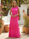 Jersey A-Line Crew Neck Formal Dresses with 3D Flowers