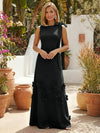 Jersey A-Line Crew Neck Formal Dresses with 3D Flowers