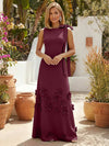 Jersey A-Line Crew Neck Formal Dresses with 3D Flowers