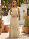 Jersey A-Line Crew Neck Formal Dresses with 3D Flowers