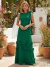 Jersey A-Line Crew Neck Formal Dresses with 3D Flowers