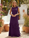 Jersey A-Line Crew Neck Formal Dresses with 3D Flowers