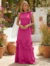 Jersey A-Line Crew Neck Formal Dresses with 3D Flowers