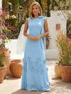 Jersey A-Line Crew Neck Formal Dresses with 3D Flowers