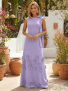 Jersey A-Line Crew Neck Formal Dresses with 3D Flowers