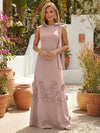 Jersey A-Line Crew Neck Formal Dresses with 3D Flowers