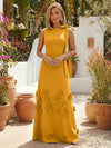 Jersey A-Line Crew Neck Formal Dresses with 3D Flowers