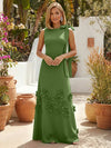 Jersey A-Line Crew Neck Formal Dresses with 3D Flowers