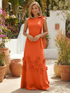 Jersey A-Line Crew Neck Formal Dresses with 3D Flowers