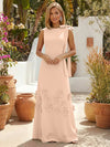Jersey A-Line Crew Neck Formal Dresses with 3D Flowers