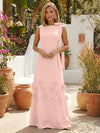 Jersey A-Line Crew Neck Formal Dresses with 3D Flowers
