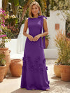 Jersey A-Line Crew Neck Formal Dresses with 3D Flowers