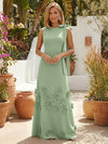 Jersey A-Line Crew Neck Formal Dresses with 3D Flowers