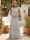 Jersey A-Line Crew Neck Formal Dresses with 3D Flowers