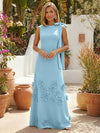 Jersey A-Line Crew Neck Formal Dresses with 3D Flowers
