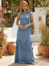 Jersey A-Line Crew Neck Formal Dresses with 3D Flowers
