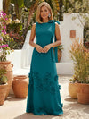 Jersey A-Line Crew Neck Formal Dresses with 3D Flowers