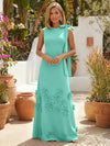 Jersey A-Line Crew Neck Formal Dresses with 3D Flowers