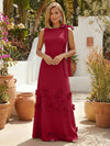 Jersey A-Line Crew Neck Formal Dresses with 3D Flowers