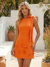 Jersey Sheath Crew Neck Formal Dresses with Bow