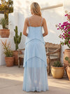 Chiffon A-Line Spaghetti Straps Tiered Formal Dresses