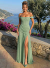 Chiffon Mermaid Off the Shoulder Formal Dresses with Side Slit