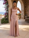 Tulle Mermaid Square Neck Glitter Formal Dresses