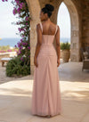 Tulle Mermaid Square Neck Glitter Formal Dresses