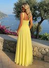 Chiffon Mermaid Square Neck Formal Dresses with Side Slit