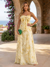 Chiffon A-Line Strapless Floral Print Formal Dresses
