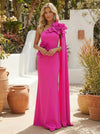 Satin Mermaid One Shoulder Formal Dresses with 3D Flowers