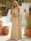 Satin Mermaid One Shoulder Formal Dresses with 3D Flowers