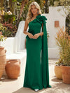 Satin Mermaid One Shoulder Formal Dresses with 3D Flowers