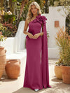 Satin Mermaid One Shoulder Formal Dresses with 3D Flowers