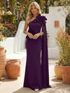 Satin Mermaid One Shoulder Formal Dresses with 3D Flowers